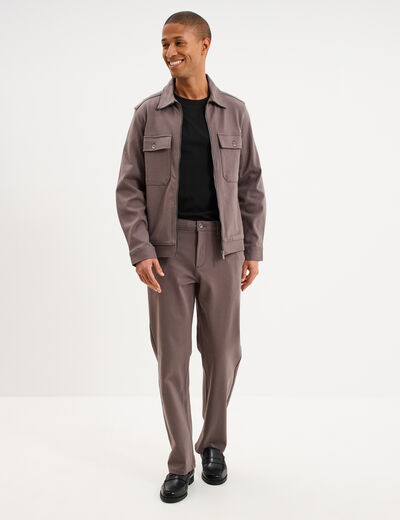 Surchemise zipp&eacute;e manches longues gris fonc&eacute; homme