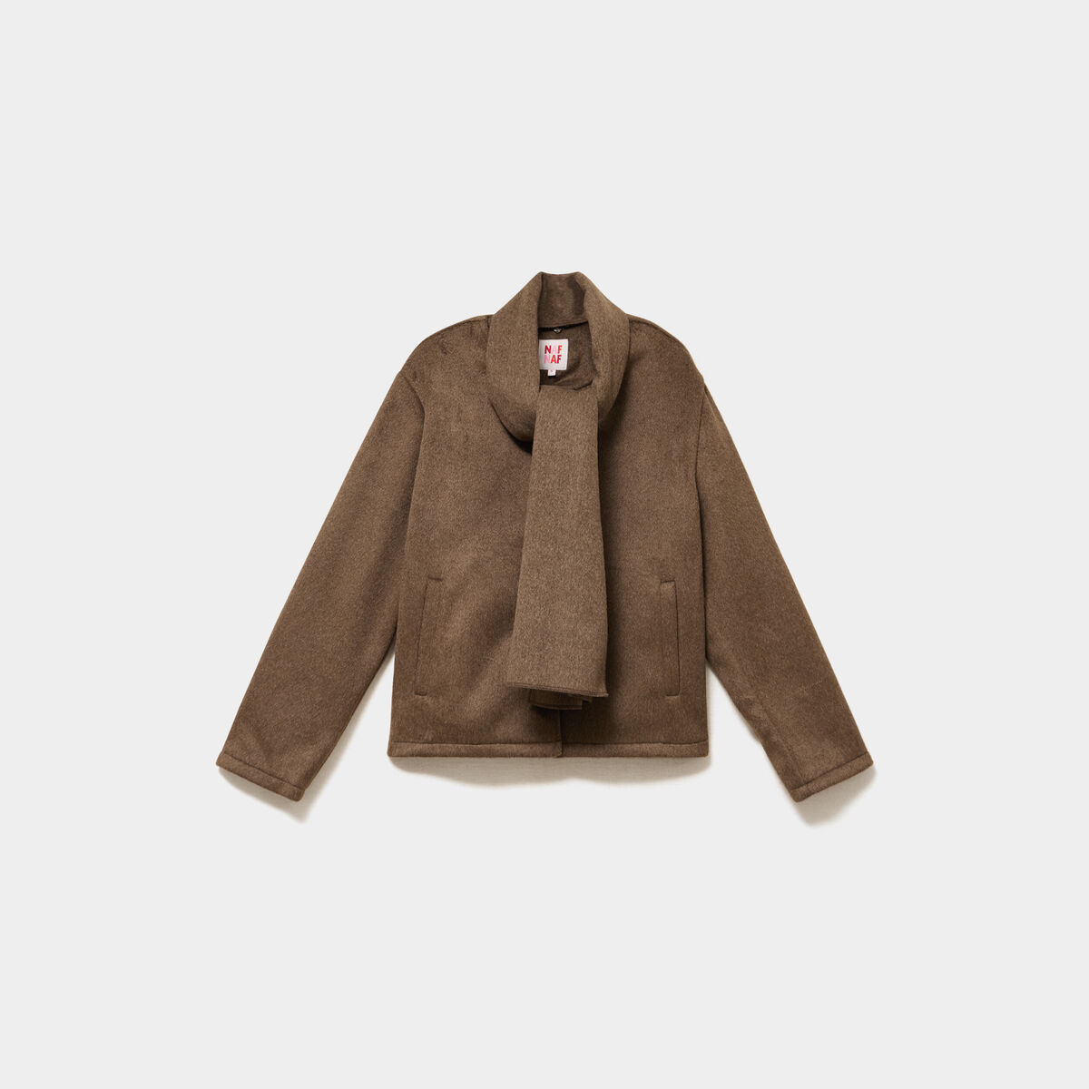 Veste oversize avec &eacute;charpe amovible marron clair femme