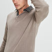 Pull avec col polo taupe homme