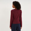 T-shirt manches longues col rond ajust&eacute; violet fonc&eacute; femme
