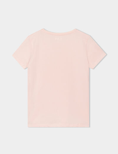 T-shirt manches courtes en coton rose clair fille
