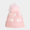 Bonnet avec pompon fausse fourrure rose fille