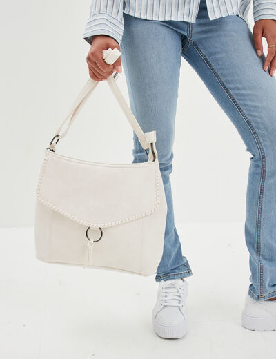 Sac porté-épaule avec détail laçage blanc femme