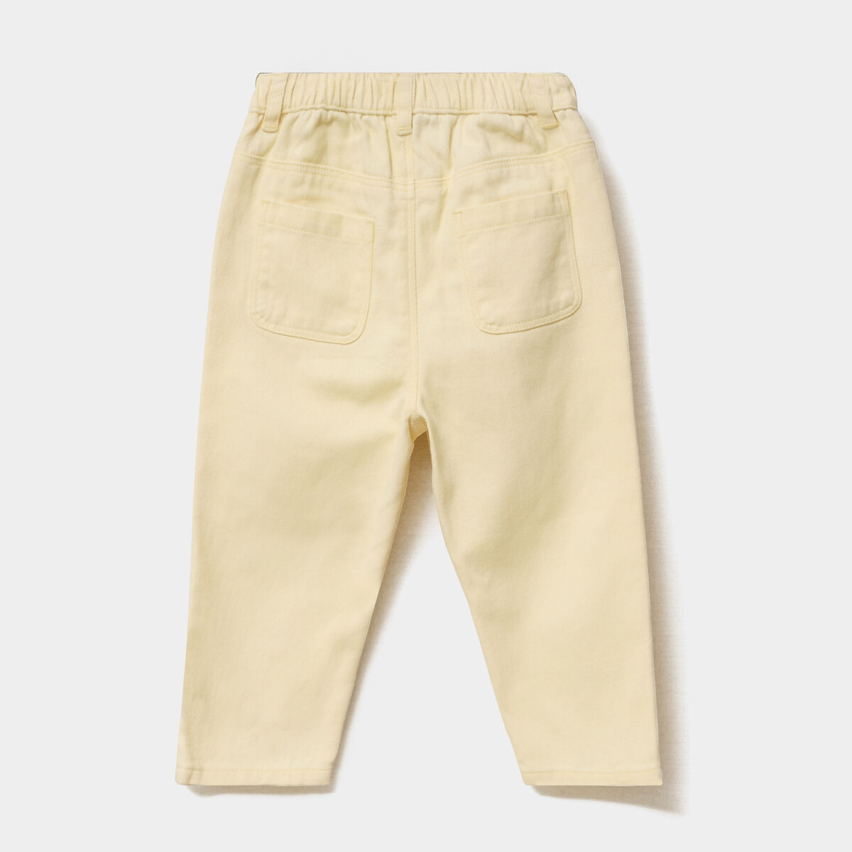 Pantalon ample brod&eacute; coton jaune clair b&eacute;b&eacute; fille
