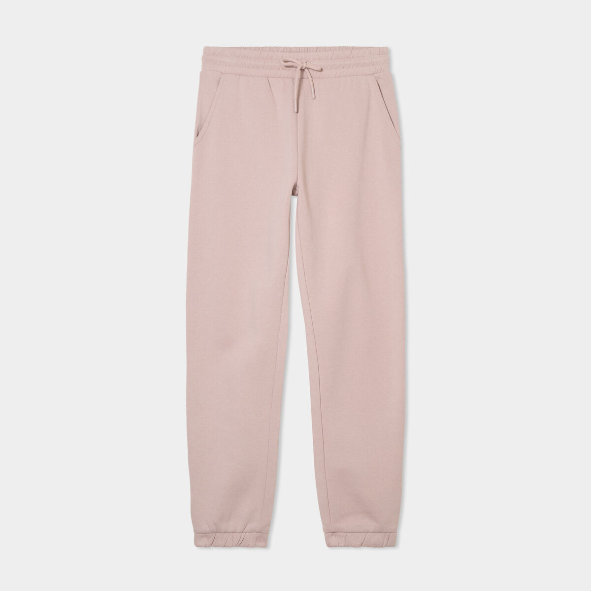 Pantalon jogging droit molleton marron clair femme