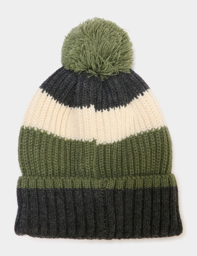 Bonnet à pompon vert garçon
