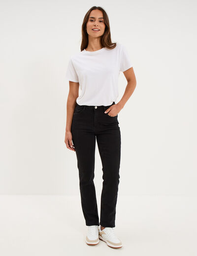 Jeans regular 5 poches coton denim noir femme