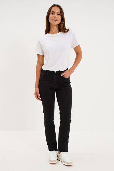 Jeans regular 5 poches coton denim noir femme