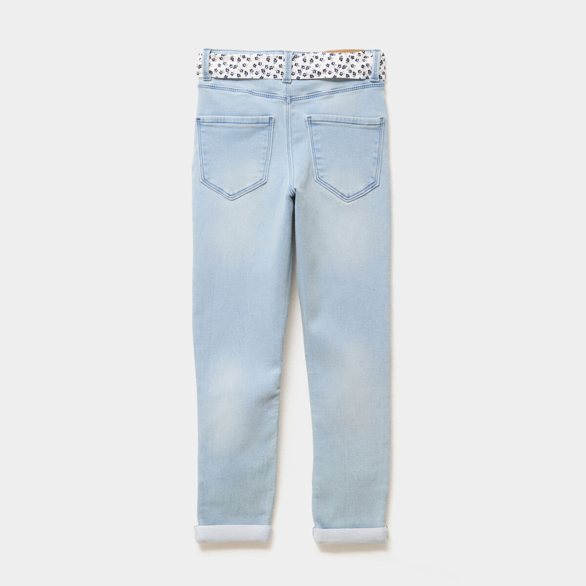 Jean skinny ceinture foulard denim triple stone fille
