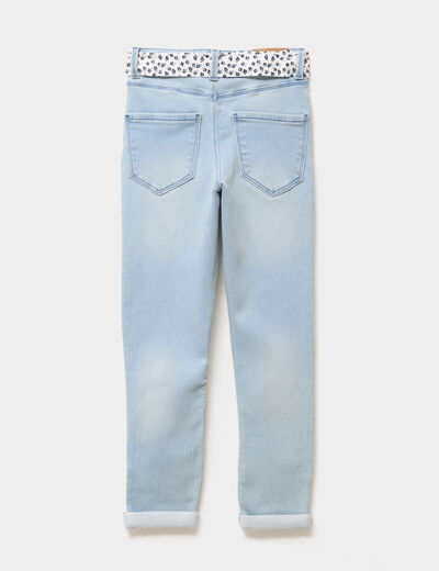 Jean skinny ceinture foulard denim triple stone fille