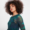 T-shirt résille ajusté col rond Liberto vert foncé femme