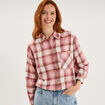 Chemise manches longues coton rose poudr&eacute;e femme
