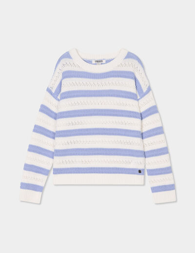 Pull manches longues coton ecru fille