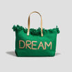 Sac cabas à franges vert menthe femme