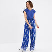 Pantalon large fluide bleu electrique femme
