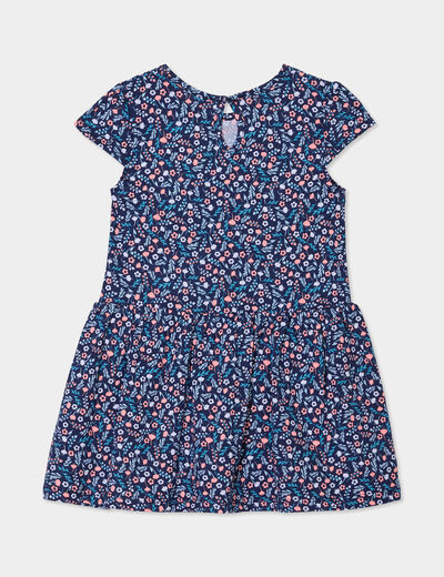 Robe manches courtes coton bleu marine bébé fille