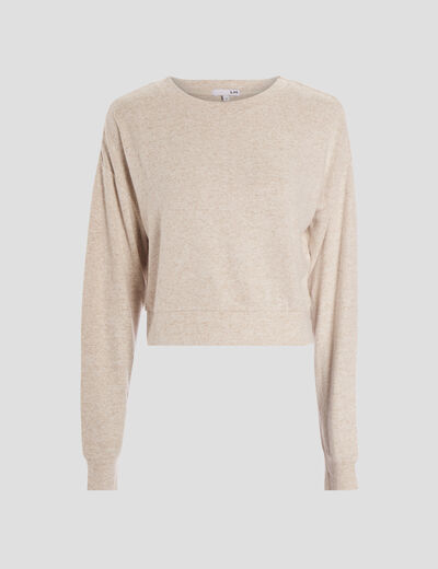 Sweat manches longues chiné sable femme