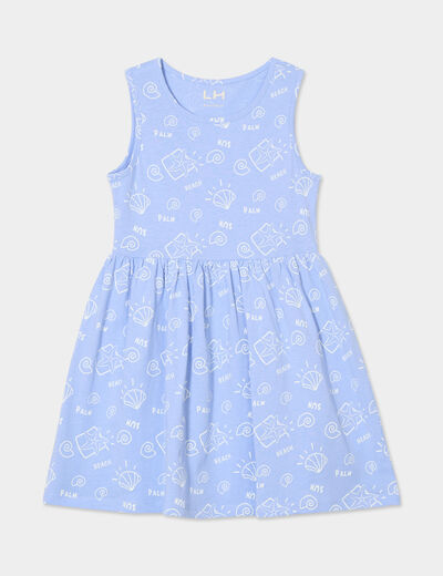 Robe patineuse sans manches coton bleu pastel fille