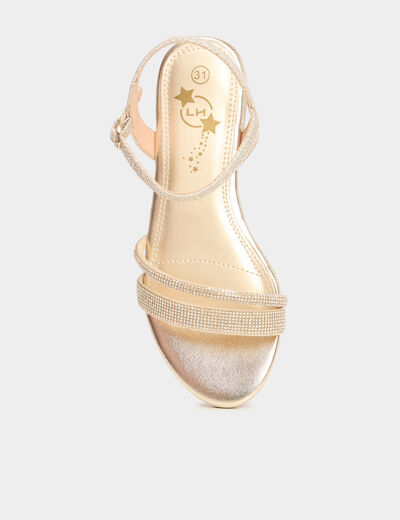 Sandales avec strass jaune or fille