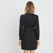 Robe portefeuille manches ballon satinée noir femme