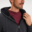 Sweat zipp&eacute; doublure effet sherpa gris fonc&eacute; homme