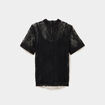 T-shirt dentelle manches courtes noir femme