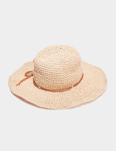 Chapeau de paille tress&eacute; sable femme