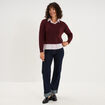 Pull torsades effet 2-en-1 chemise violet fonc&eacute; femme
