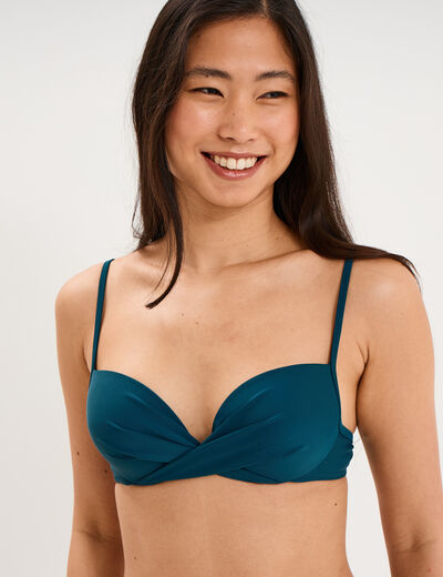 Haut de maillot de bain push up armatur&eacute; bleu p&eacute;trole femme