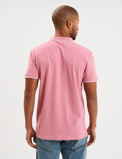 Polo piqu&eacute; coton manches courtes rose homme