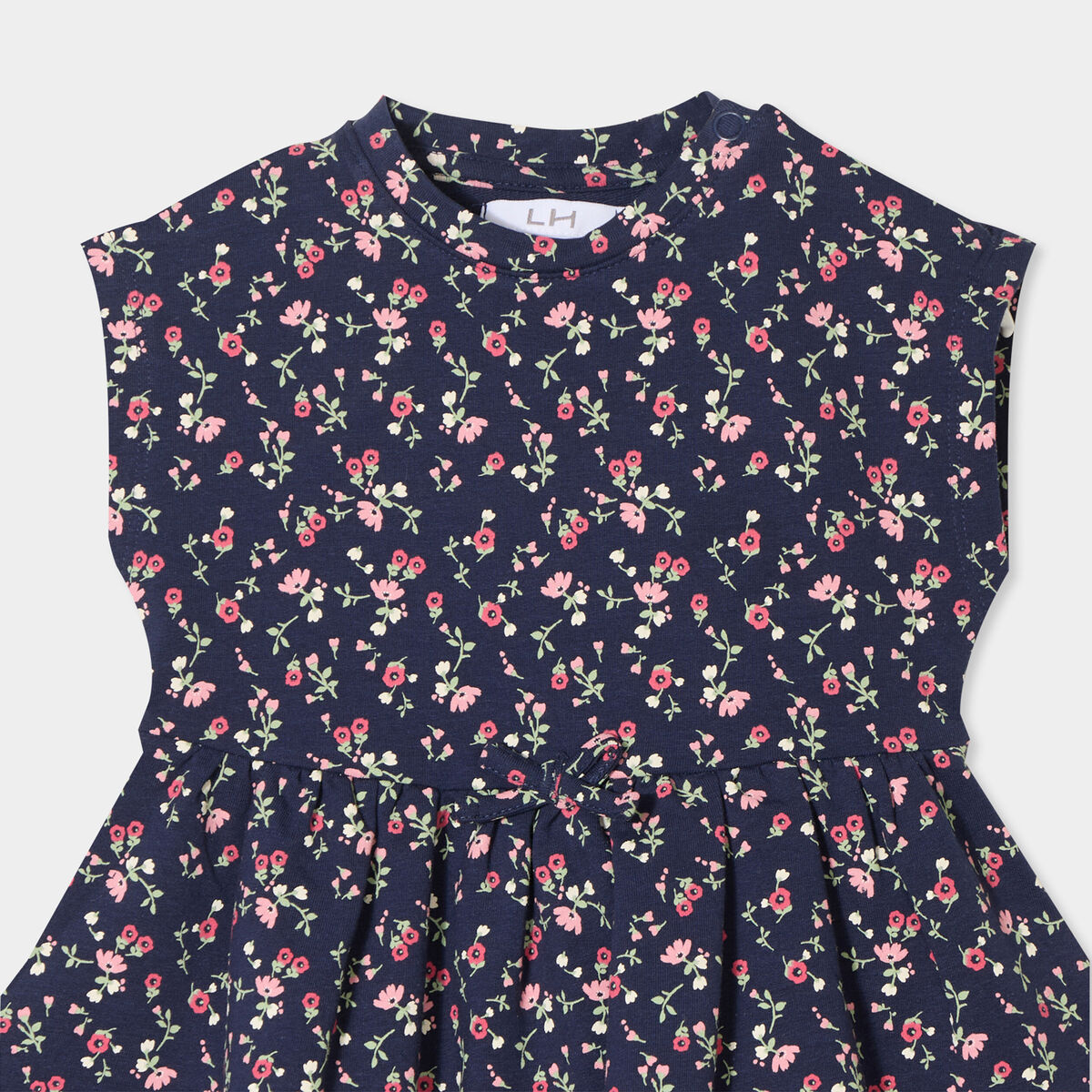Robe patineuse manches courtes bleu marine bébé fille