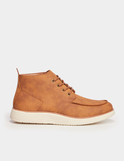 Bottines &agrave; lacets semelle &eacute;paisse marron clair homme