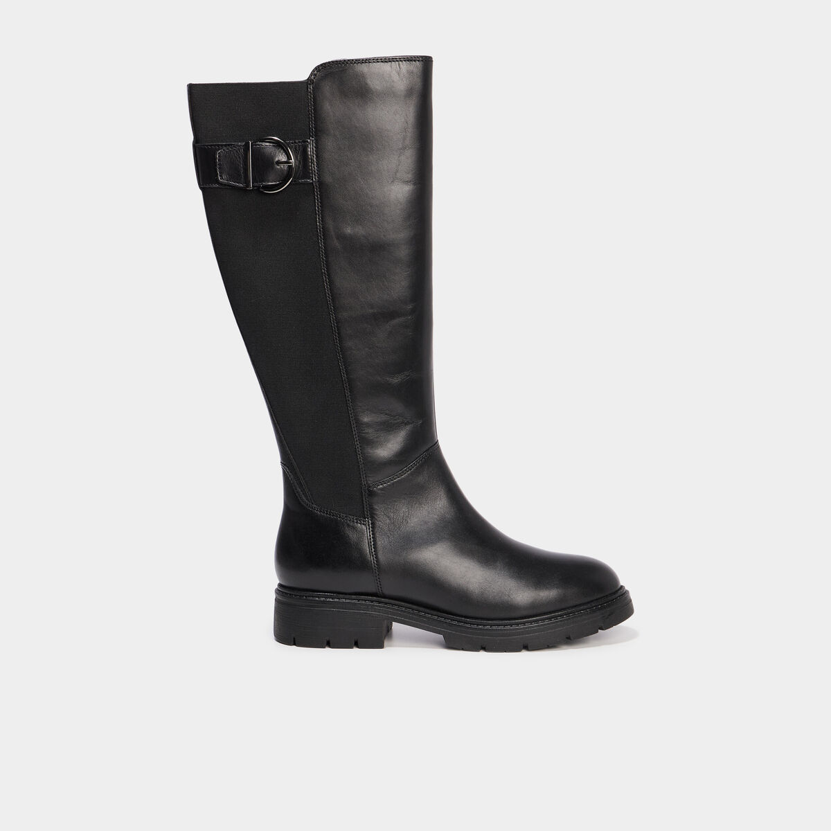 Bottes en cuir avec boucles noir femme
