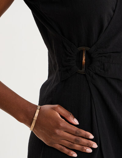 Robe droite longueur genou coton noir femme