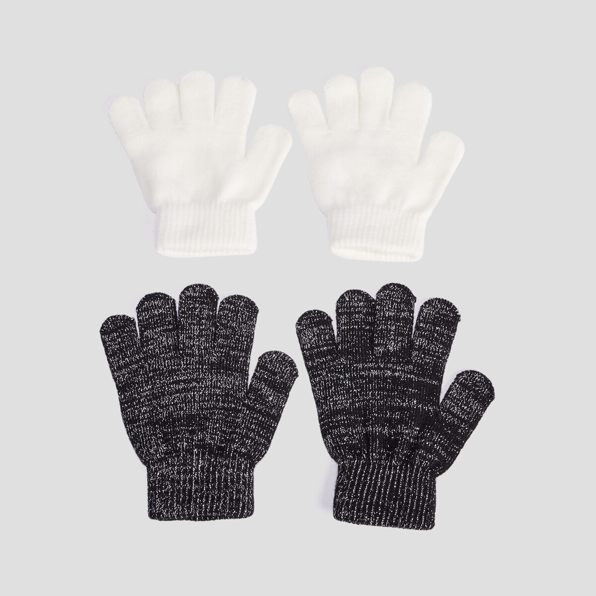 Lot 2 paires de gants noir fille