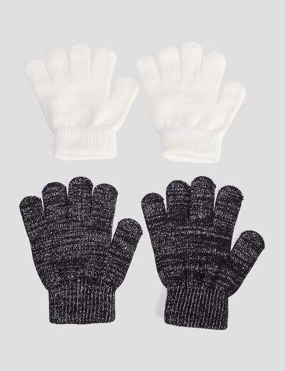Lot 2 paires de gants noir fille