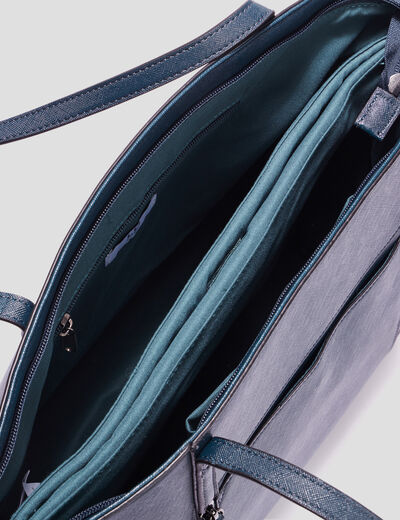 Sac cabas trapèze bleu canard femme