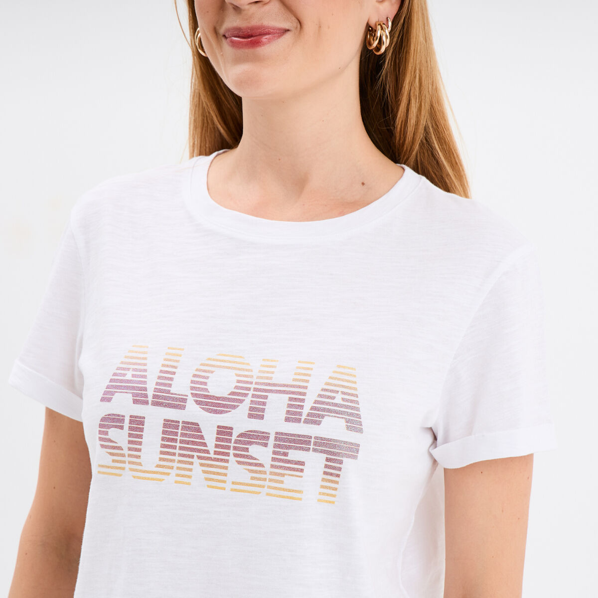 T-shirt manches courtes coton blanc femme