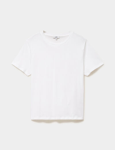 T-shirt col rond manches courtes coton blanc femme