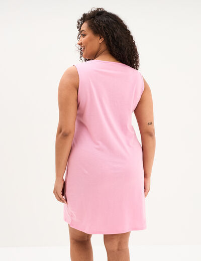 Chemise de nuit sans manches coton rose femme grande taille