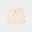 Short paperbag ceintur&eacute; lin m&eacute;lang&eacute; beige femme