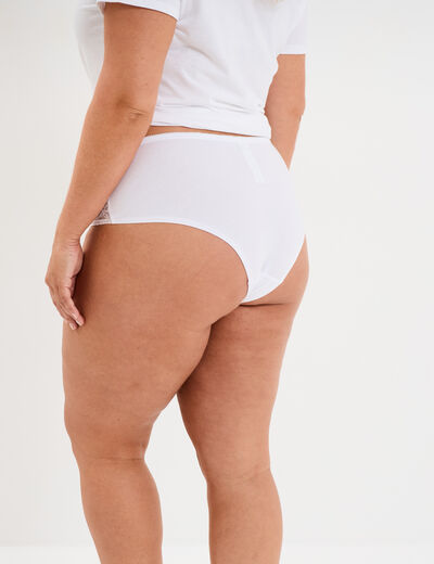Shorty coton majoritaire avec dentelle blanc femme grande taille