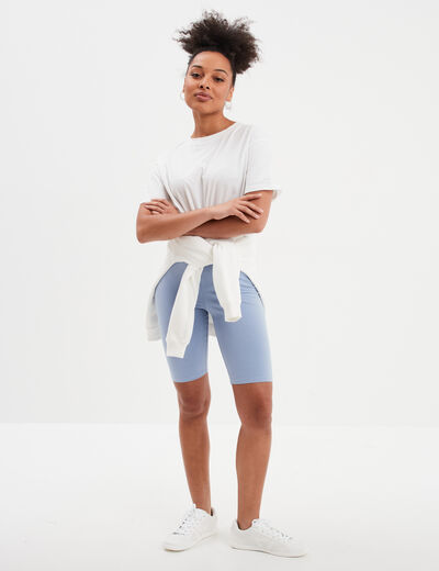 Legging court cycliste ajusté bleu clair femme