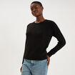Pull col rond manches longues noir femme