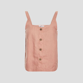 Blouse en lin bretelles larges vieux rose femme