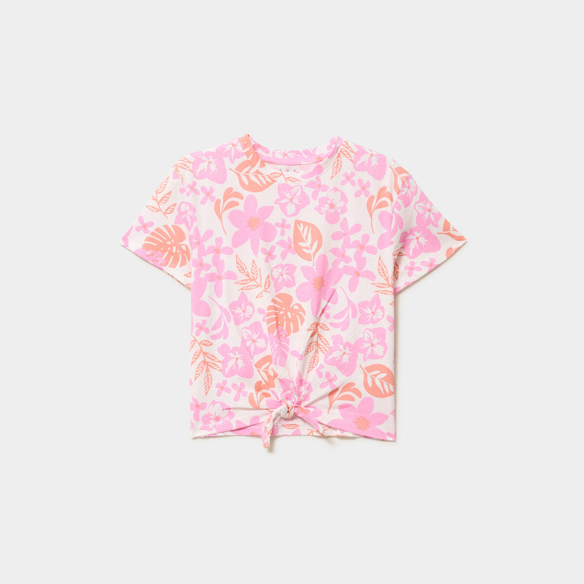 T-shirt nou&eacute; manches courtes coton ecru fille