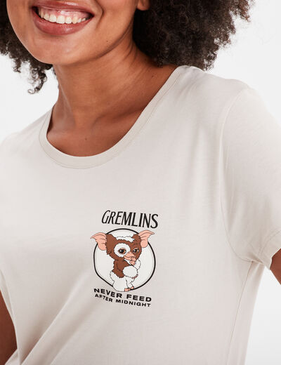 T-shirt manches courtes coton Gremlins sable femme
