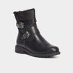 Boots motarde fourr&eacute;es avec boucles noir femme