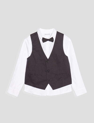Ensemble 3 pièces chemise et veston blanc garçon
