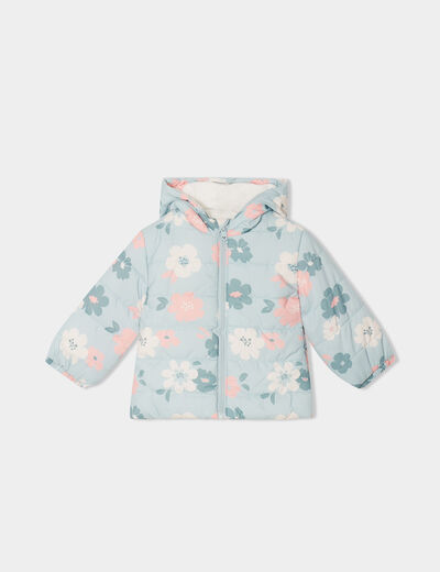 Doudoune à capuche poignets élastiqués vert pastel bébé fille